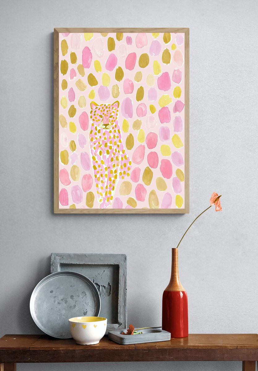 Leopard Watercolor Illustration Poster. — room view 3
