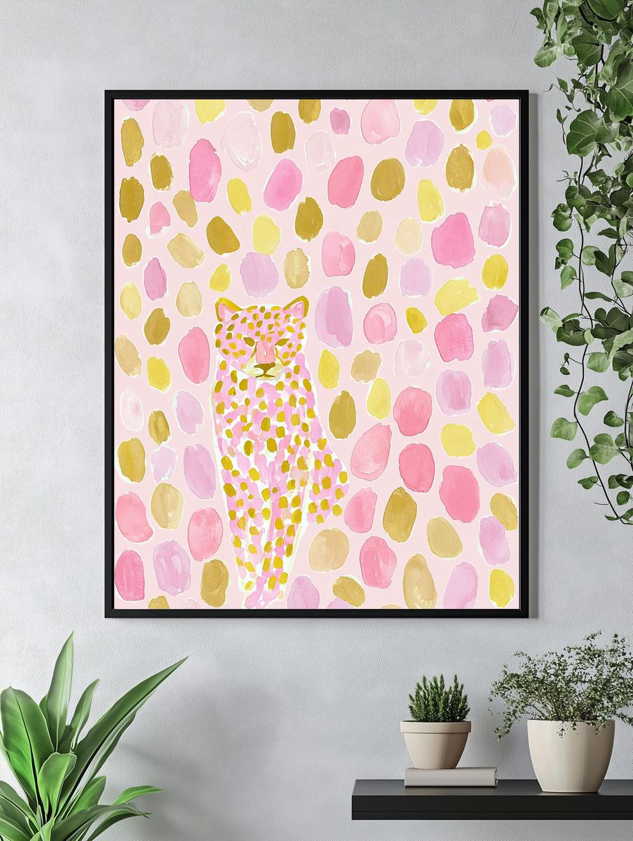 Leopard Watercolor Illustration Poster. — room view 4