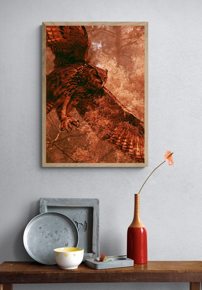 Flying Owl Forest Poster. — room view 3