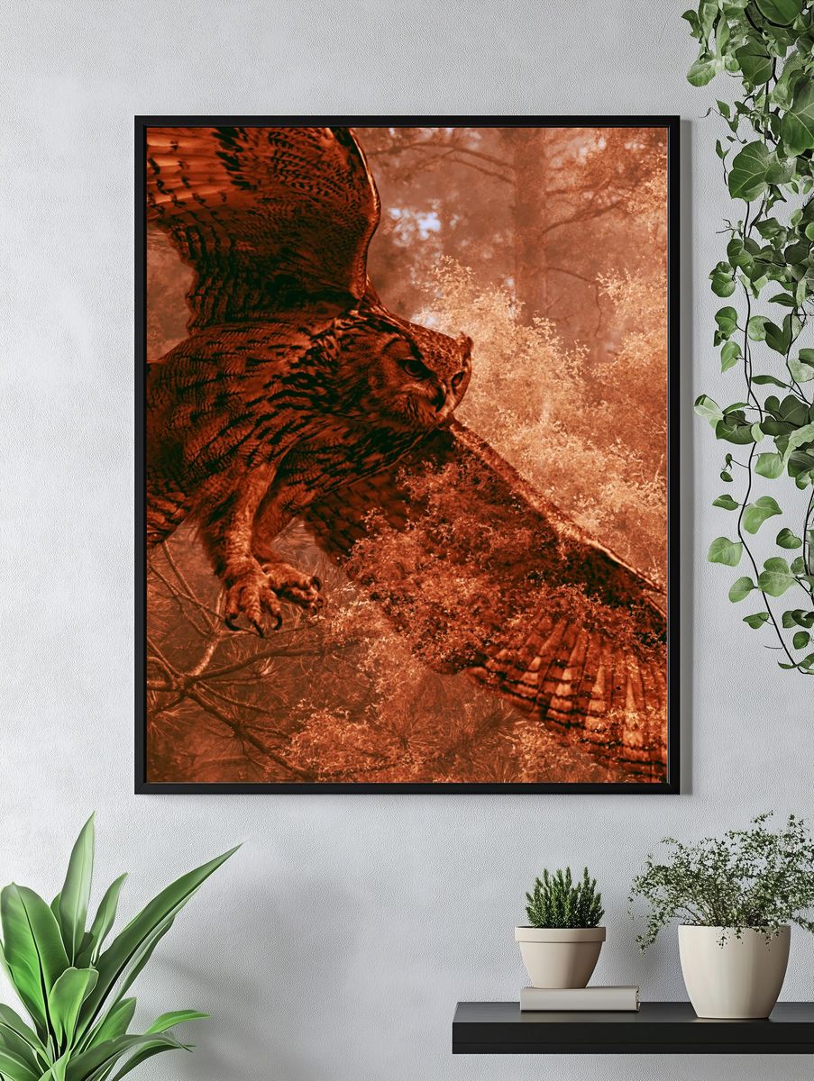 Flying Owl Forest Poster. — room view 4