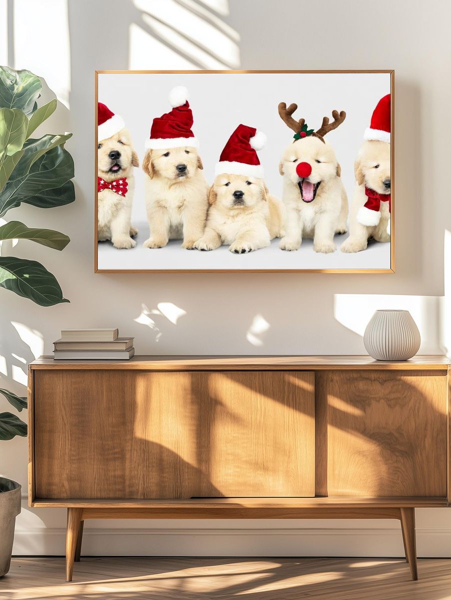 Group adorable Golden Retriever puppies. — room view 3