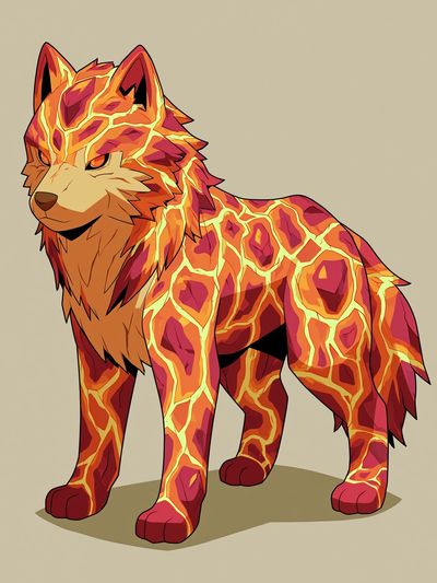 Lava Wolf Illustration Poster.