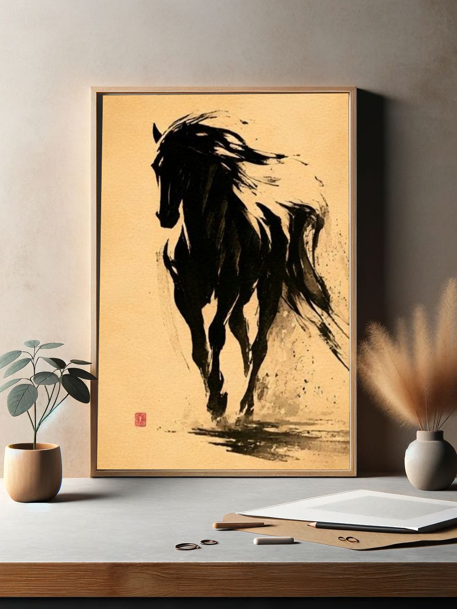 Galloping Horse Ink Poster. — room view 2