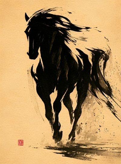 Galloping Horse Ink Poster. poster