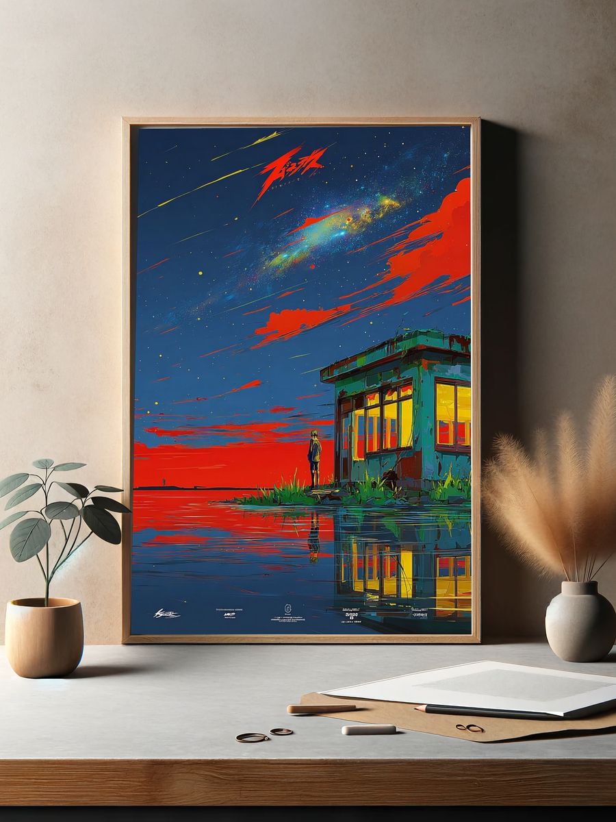Anime Landscape — Digital Art Print. — room view 2