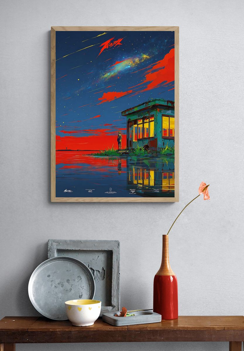 Anime Landscape — Digital Art Print. — room view 3