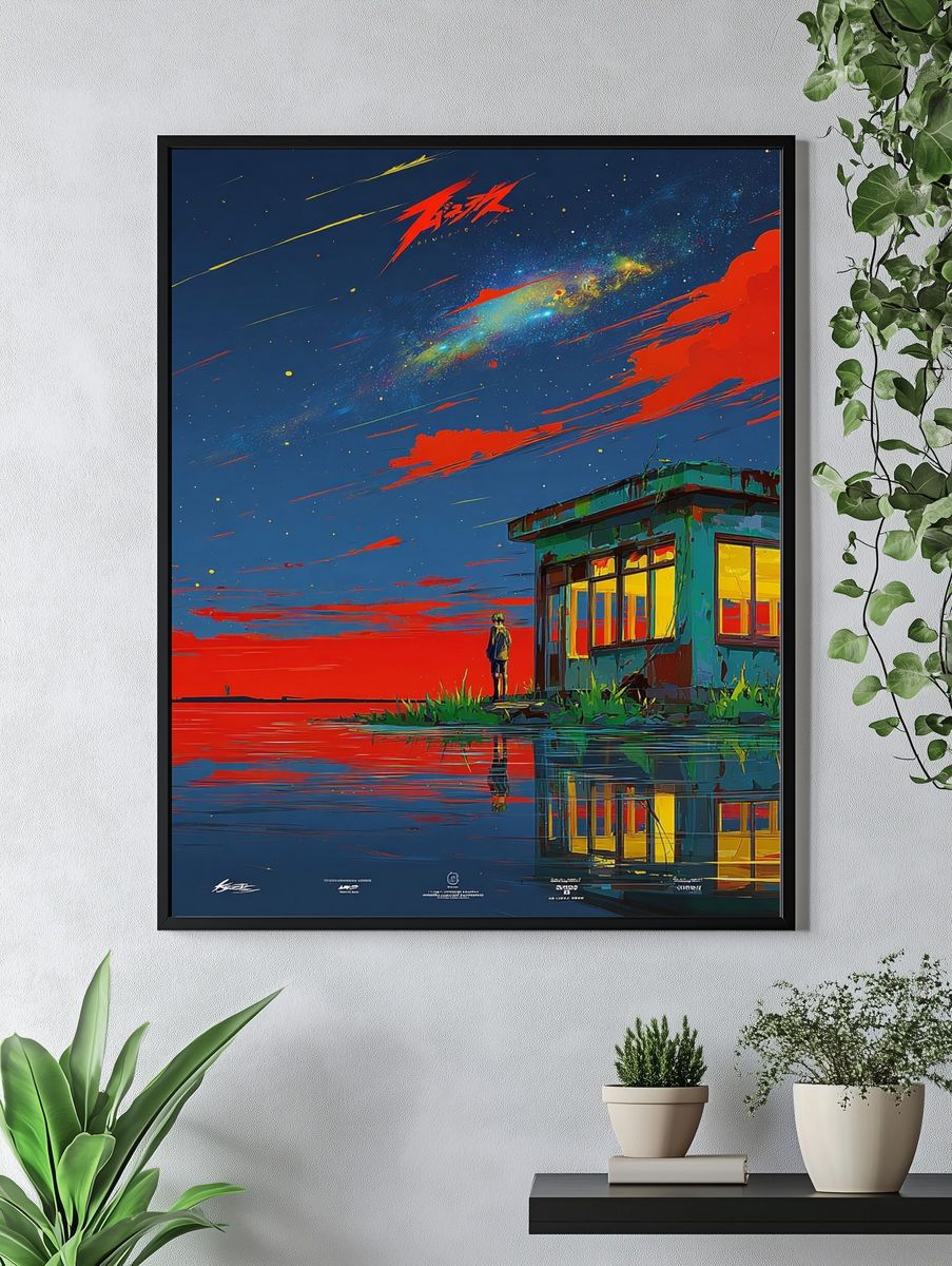 Anime Landscape — Digital Art Print. — room view 4
