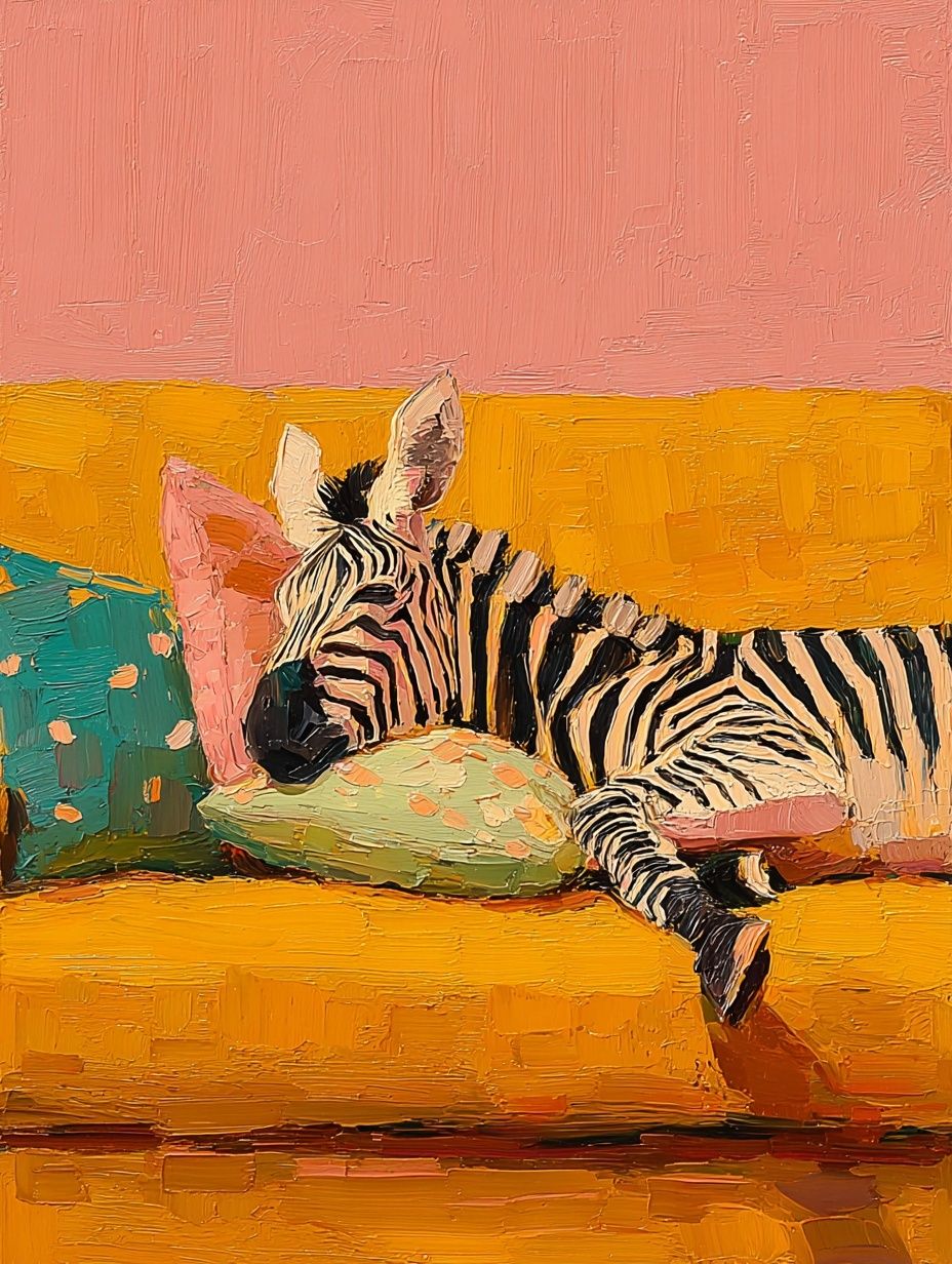 Sleeping Zebra Colorful Print. poster detail