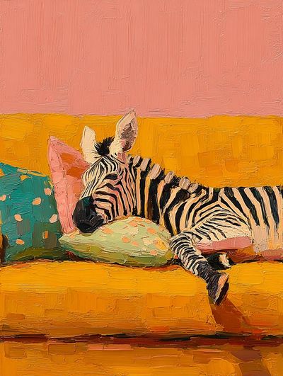 Sleeping Zebra Colorful Print.