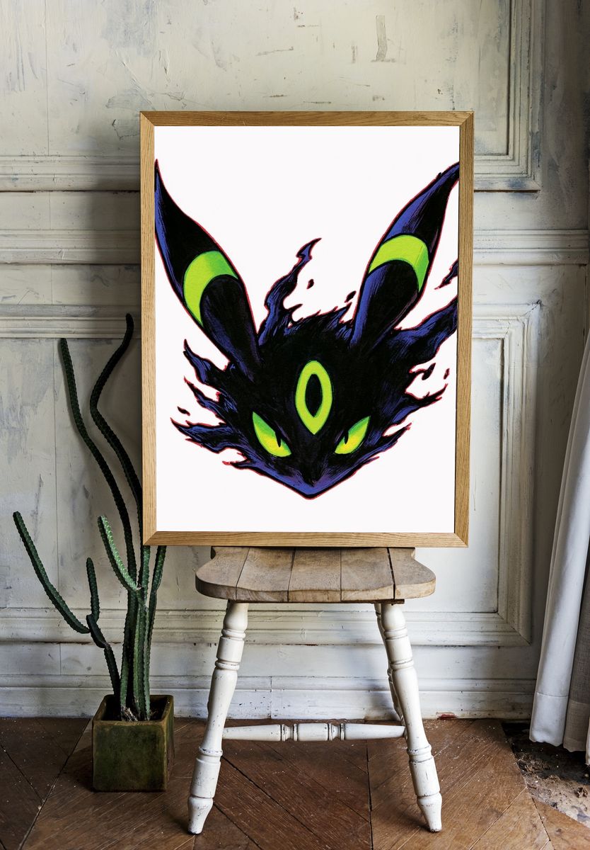Umbreon Neon Ink Poster. room preview