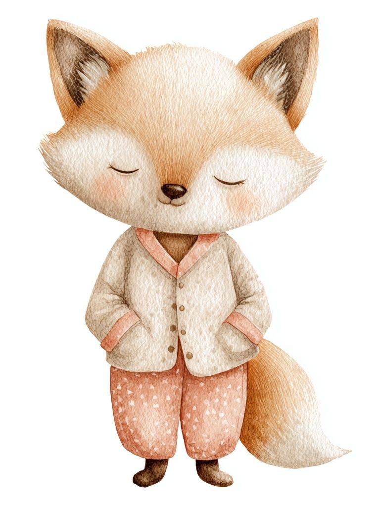 Sleeping Fox Watercolor Print. poster detail