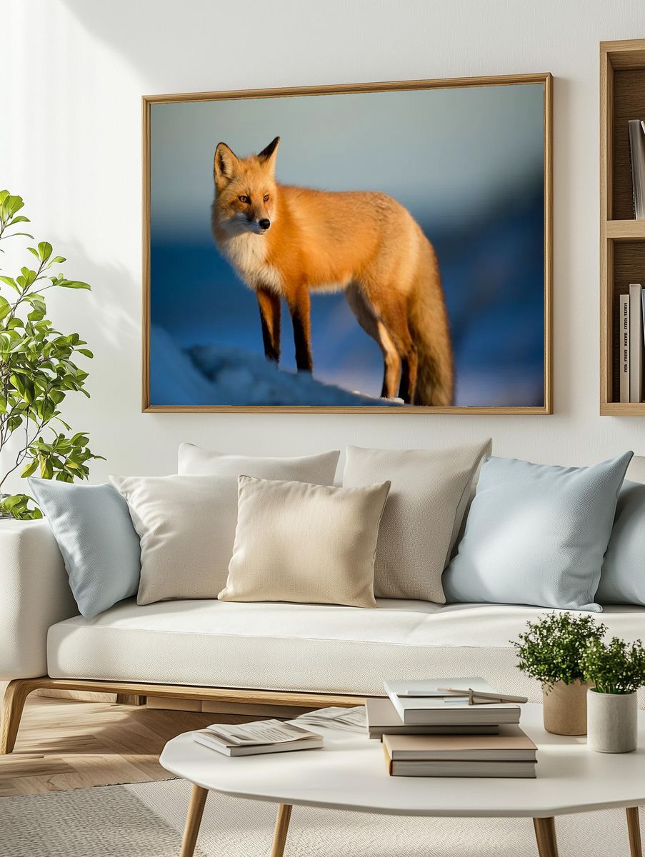 Wild red fox watches prey. — room view 2