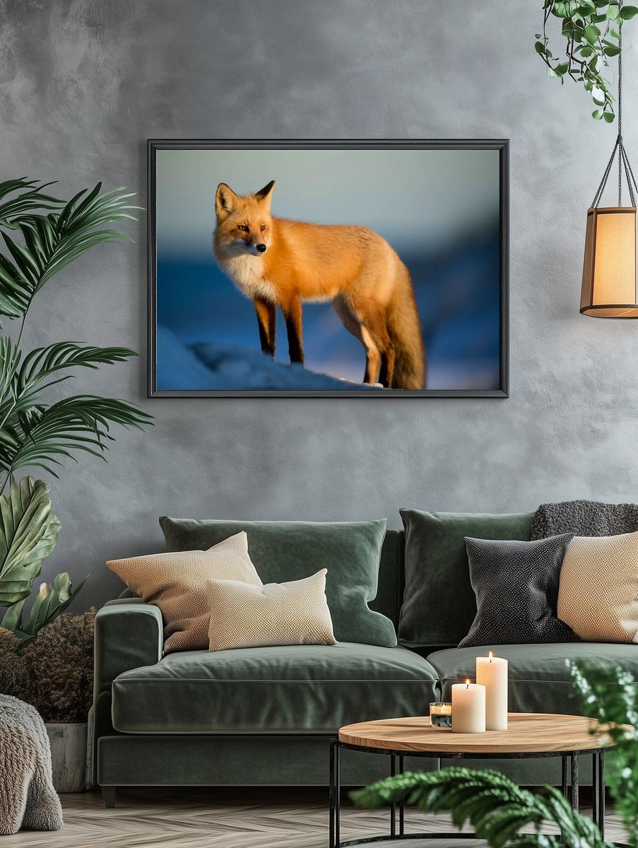 Wild red fox watches prey. — room view 4