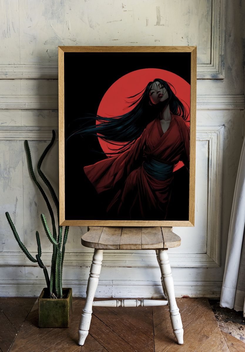 Mysterious Woman — Anime Print. — room view 1