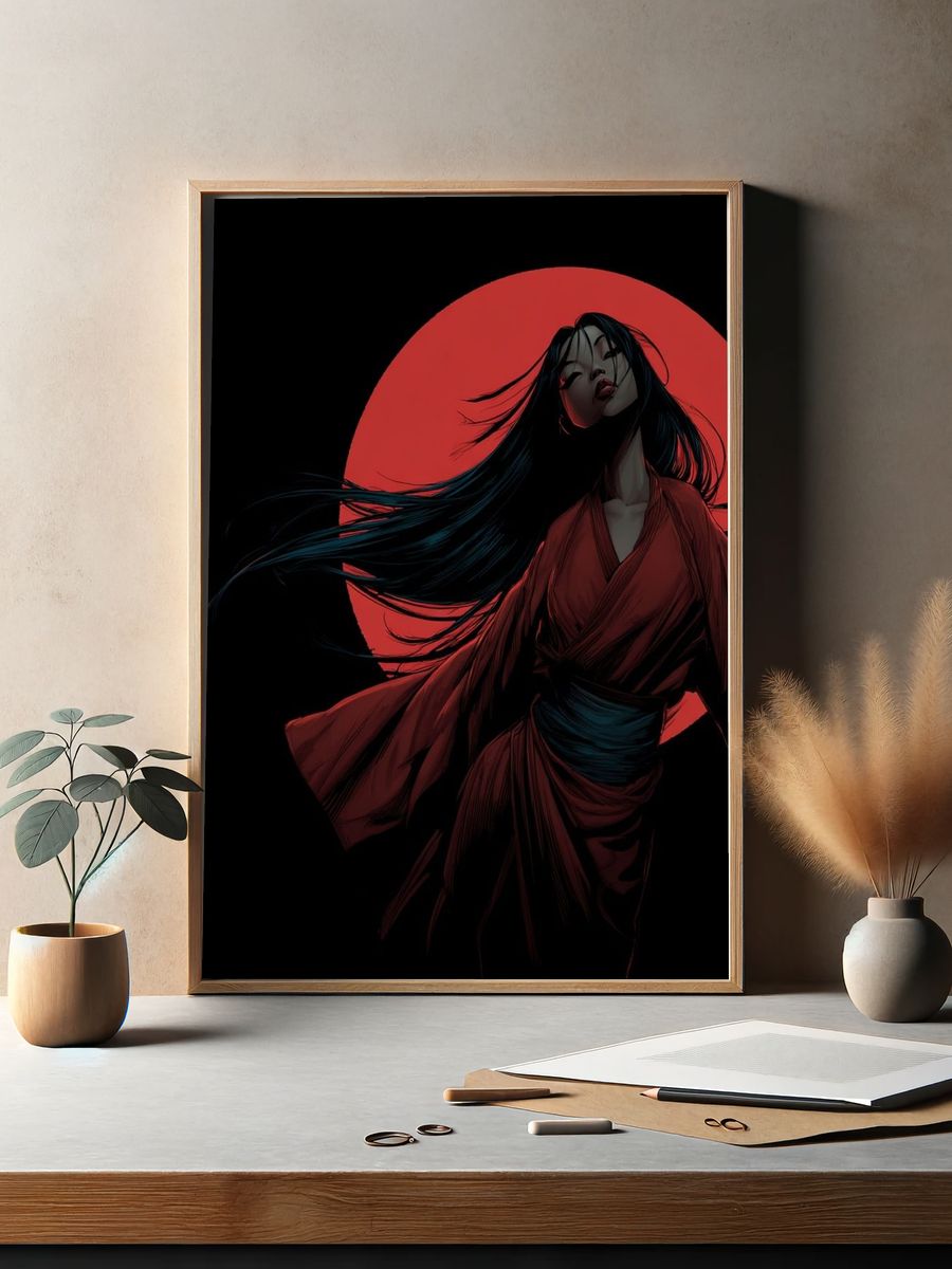 Mysterious Woman — Anime Print. — room view 2