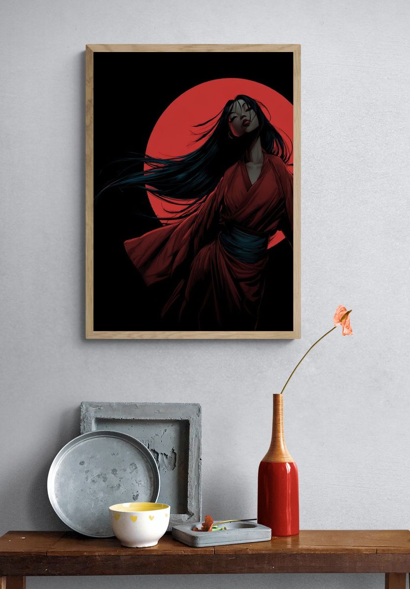Mysterious Woman — Anime Print. — room view 3