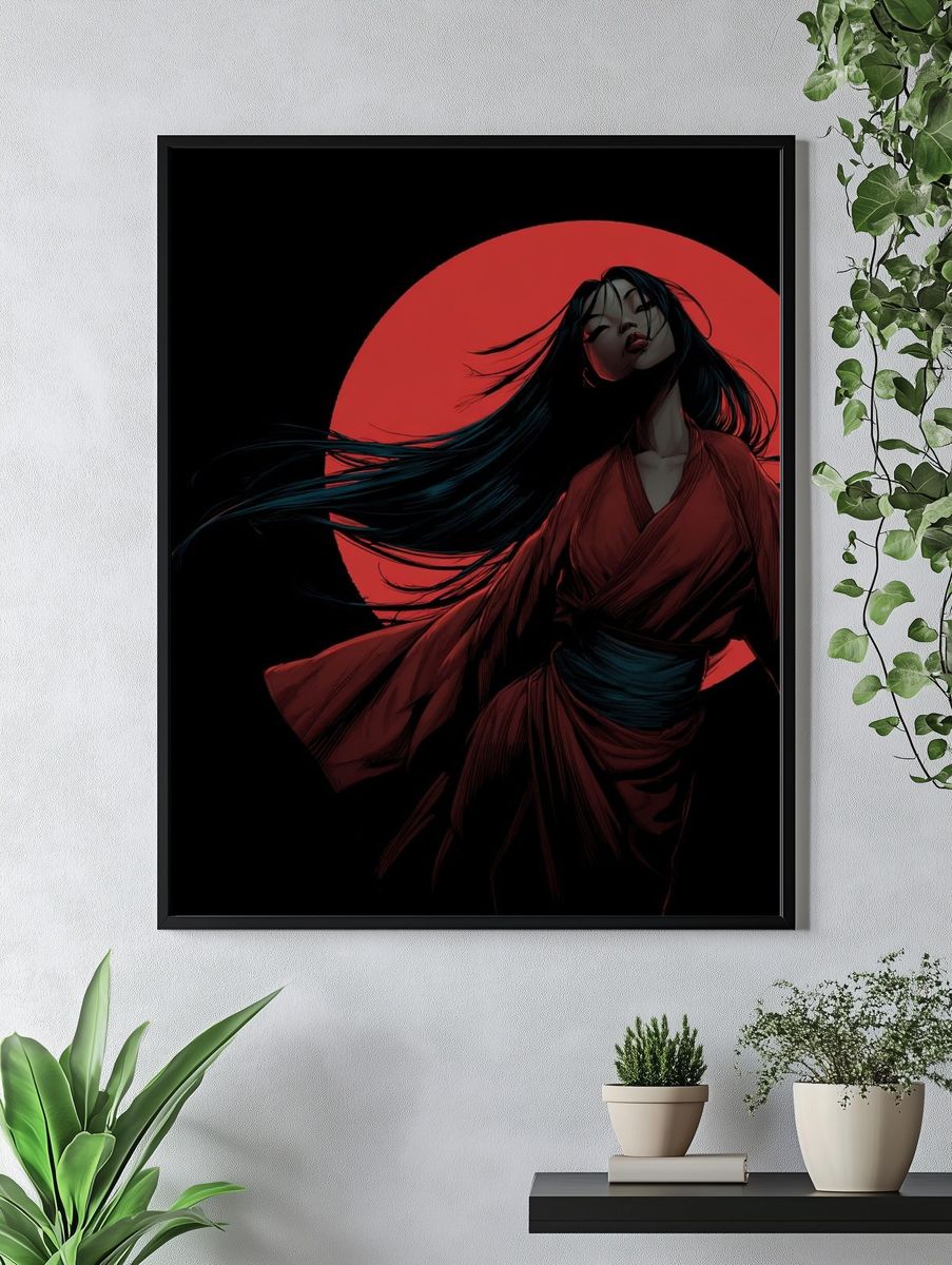 Mysterious Woman — Anime Print. — room view 4