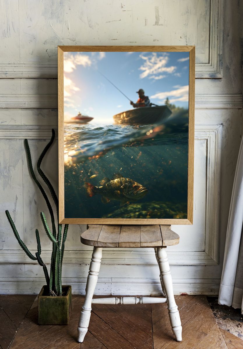 Underwater Bass Fishing Poster. — room view 1