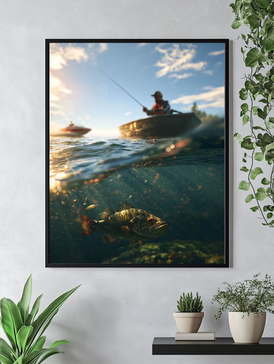 Underwater Bass Fishing Poster. — room view 4
