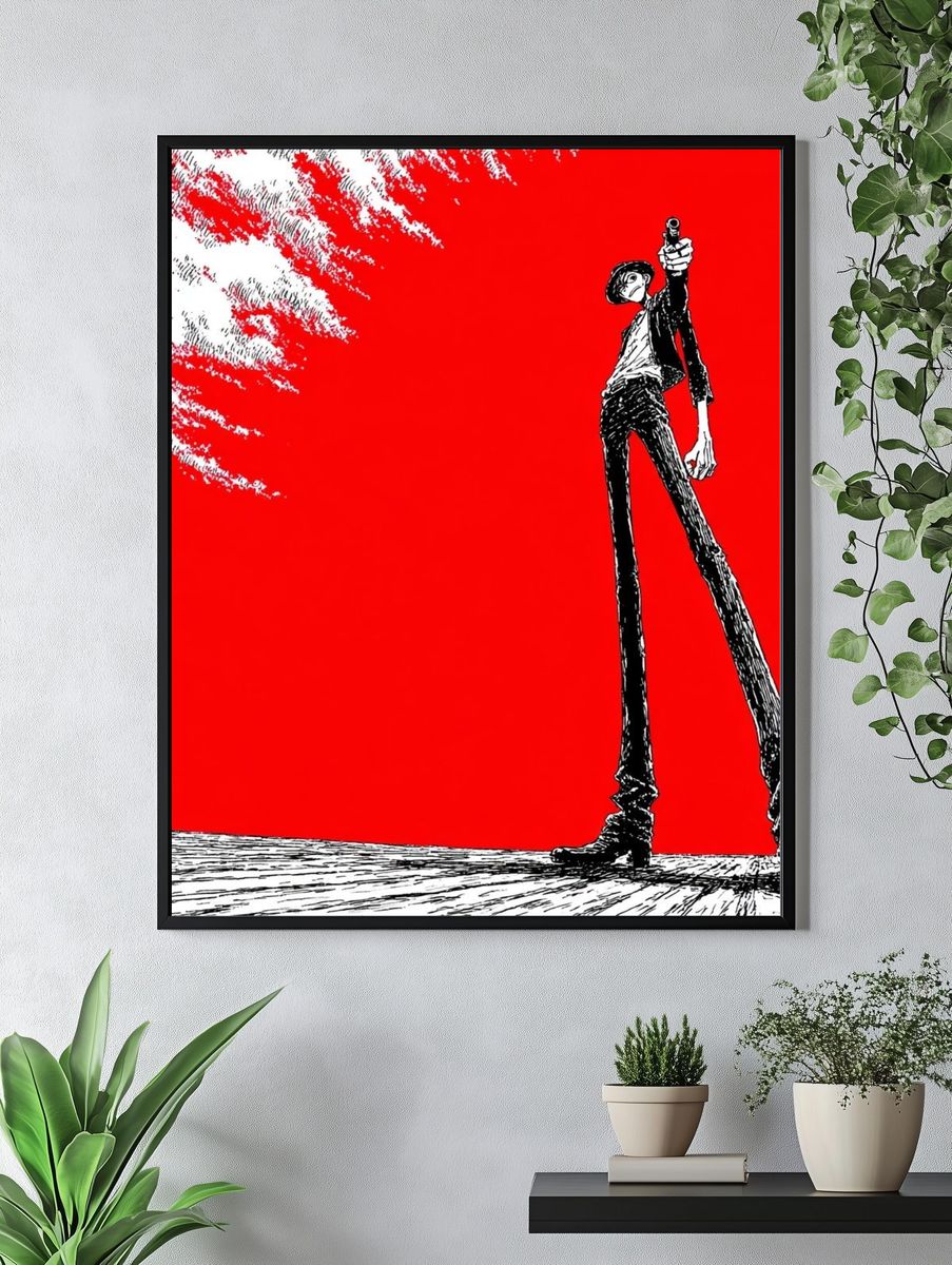 Stylized Gunman — Anime Print. — room view 4
