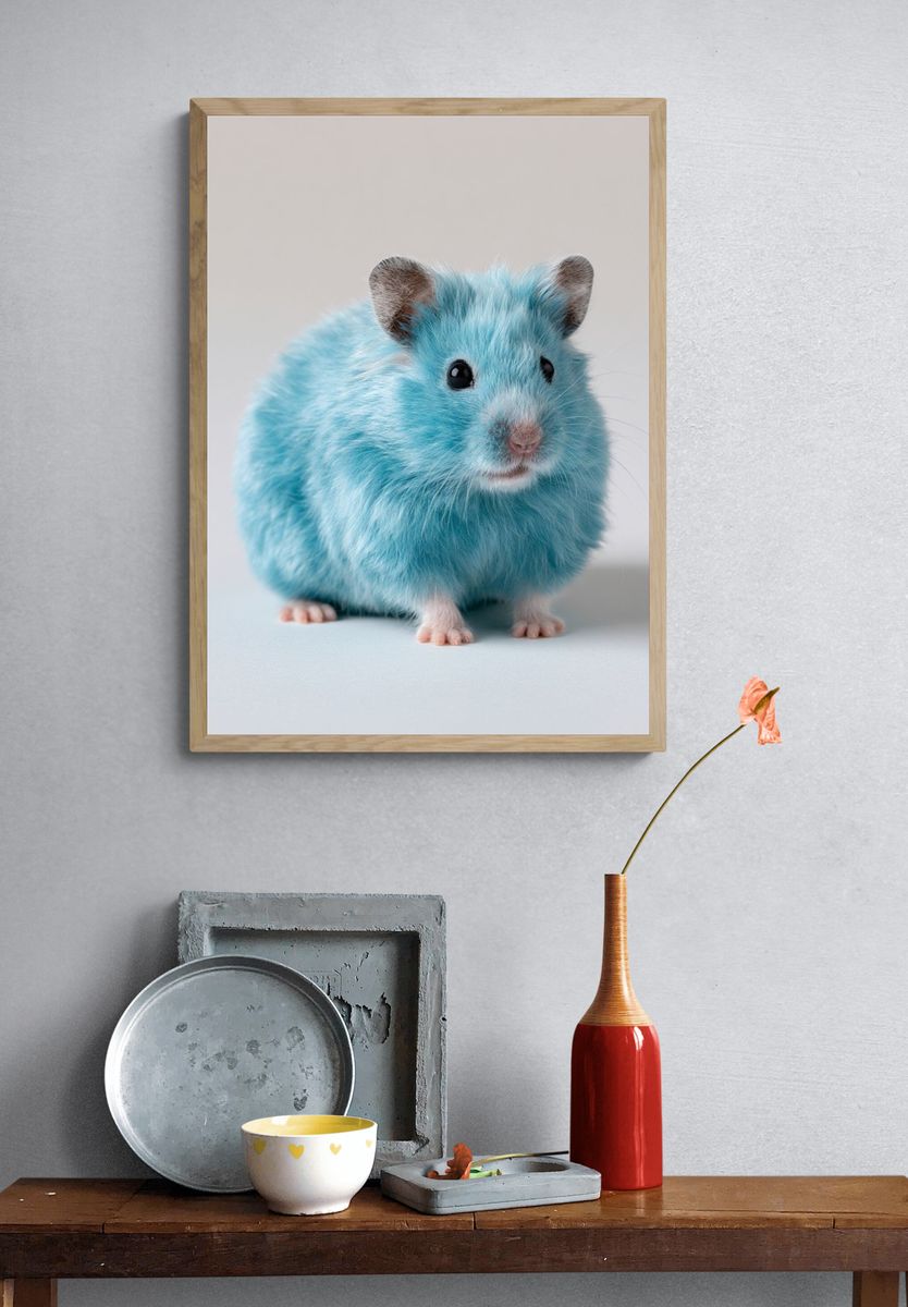 Blue Hamster Portrait Poster. — room view 3