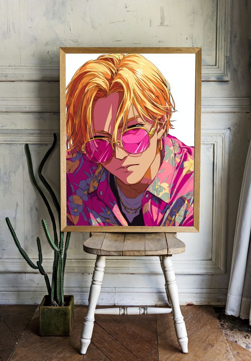 Stylish Young Man — Anime Print. room preview