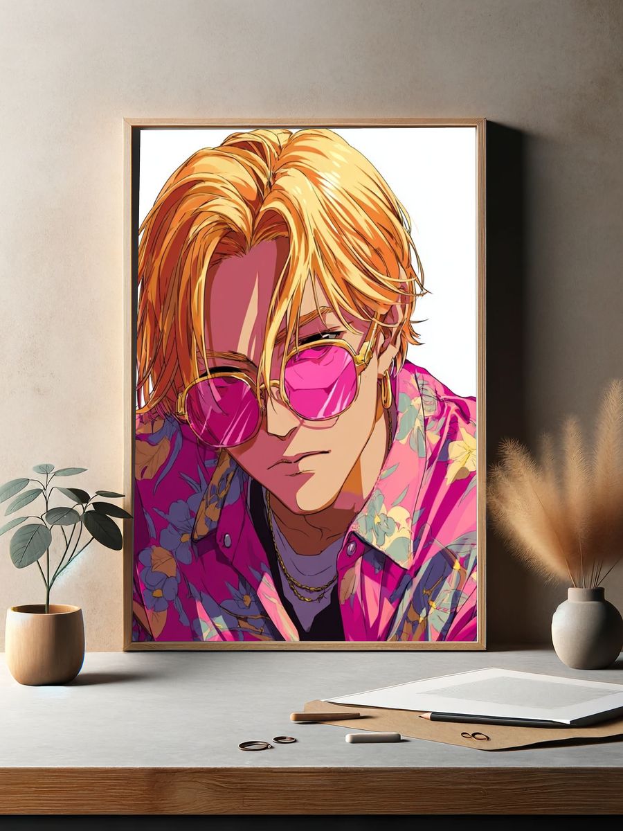 Stylish Young Man — Anime Print. — room view 2