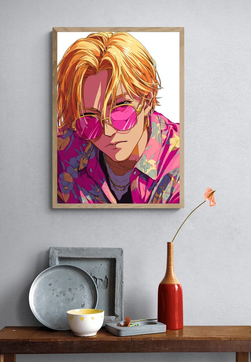Stylish Young Man — Anime Print. — room view 3