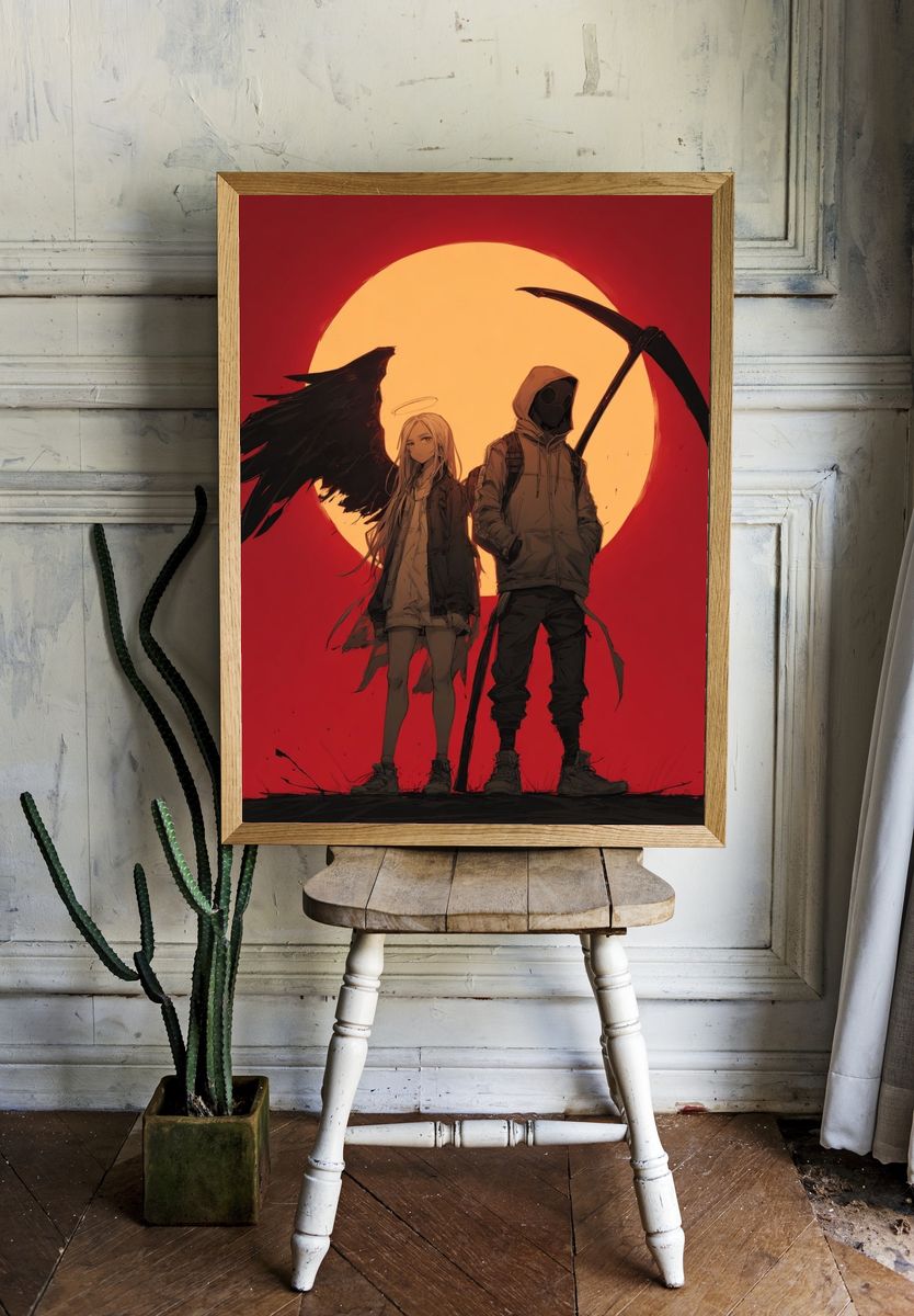Angel and Grim Reaper — Anime Print. — room view 1