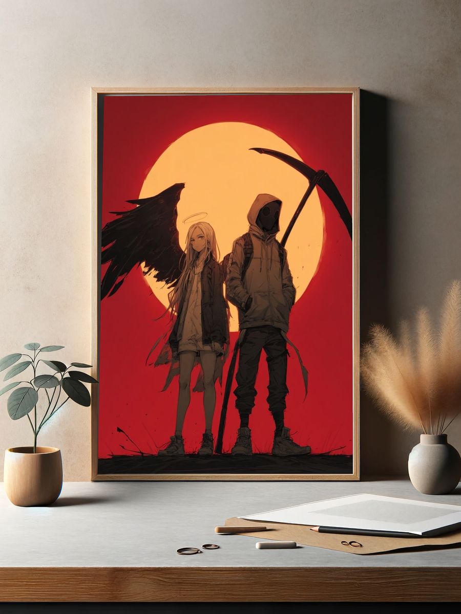 Angel and Grim Reaper — Anime Print. — room view 2