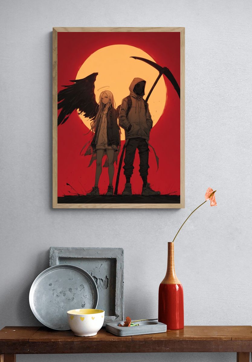 Angel and Grim Reaper — Anime Print. — room view 3