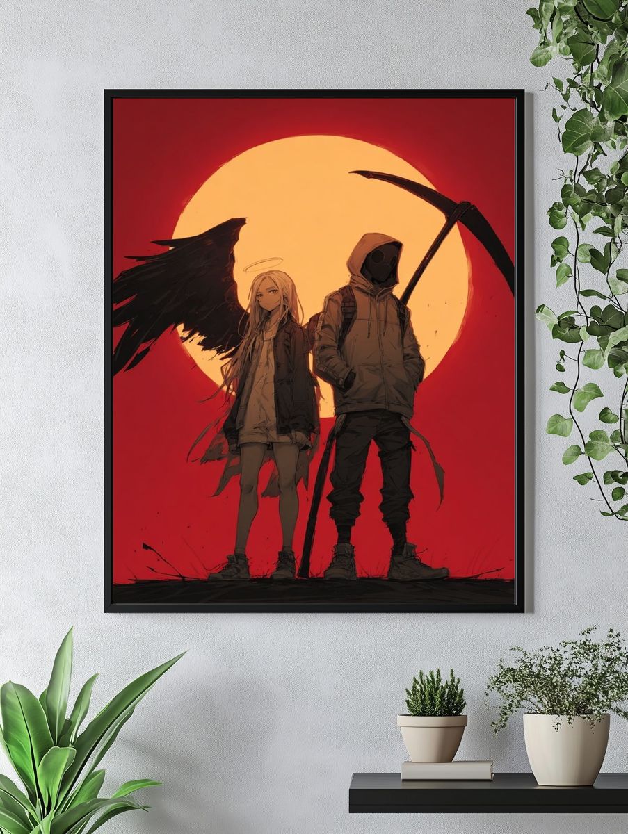 Angel and Grim Reaper — Anime Print. — room view 4