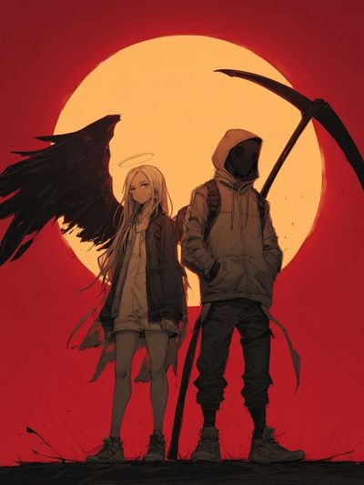 Angel and Grim Reaper — Anime Print.