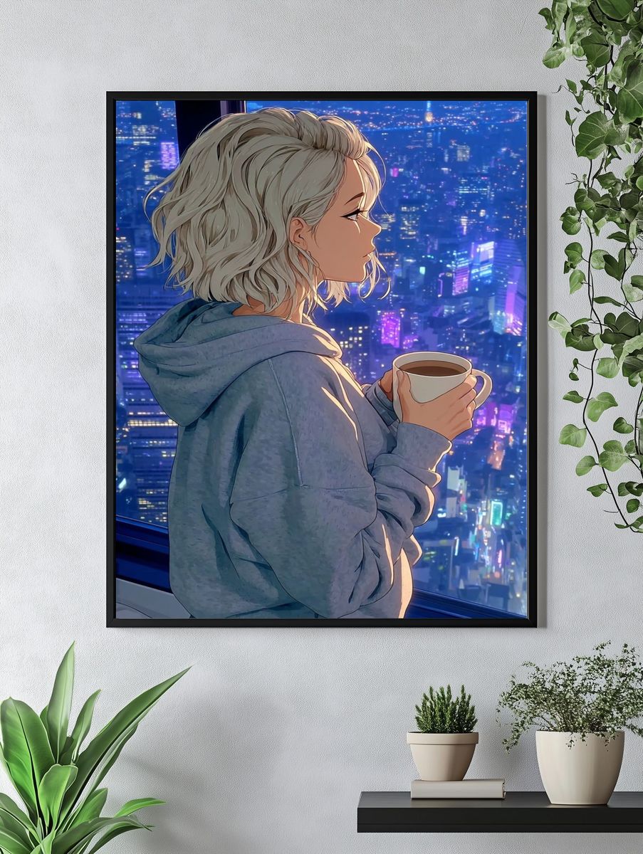 Cityscape Morning — Anime Print. — room view 4