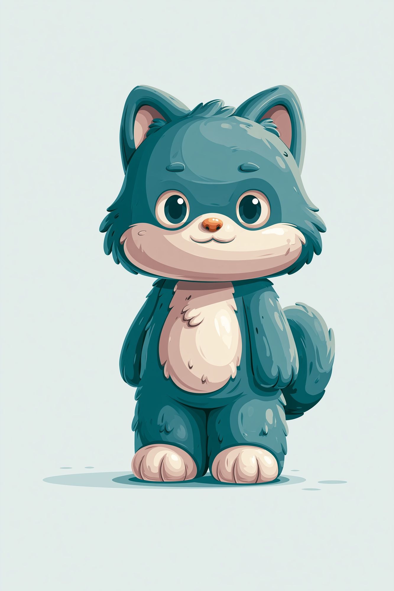 Cute Blue Fox Cub Illustration Poster. poster — animals art