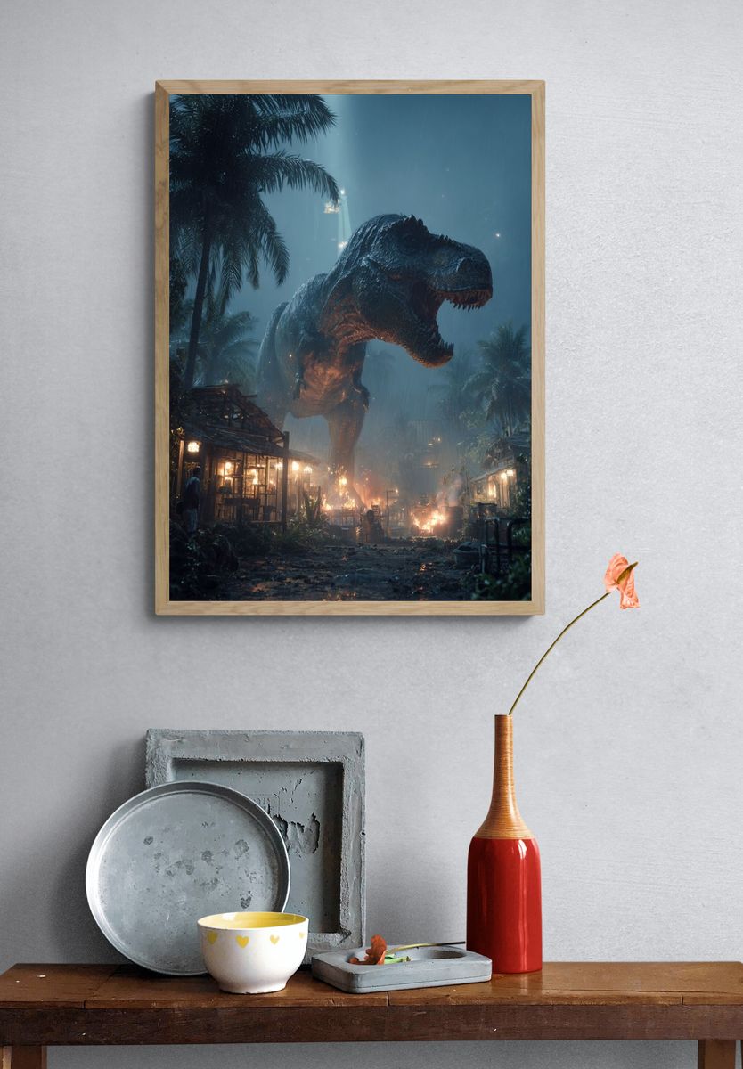 T-Rex Jungle Storm Poster. — room view 3