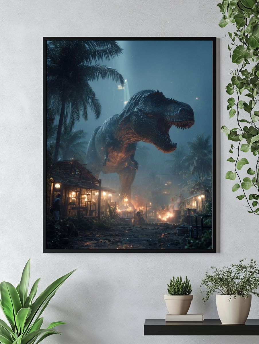 T-Rex Jungle Storm Poster. — room view 4