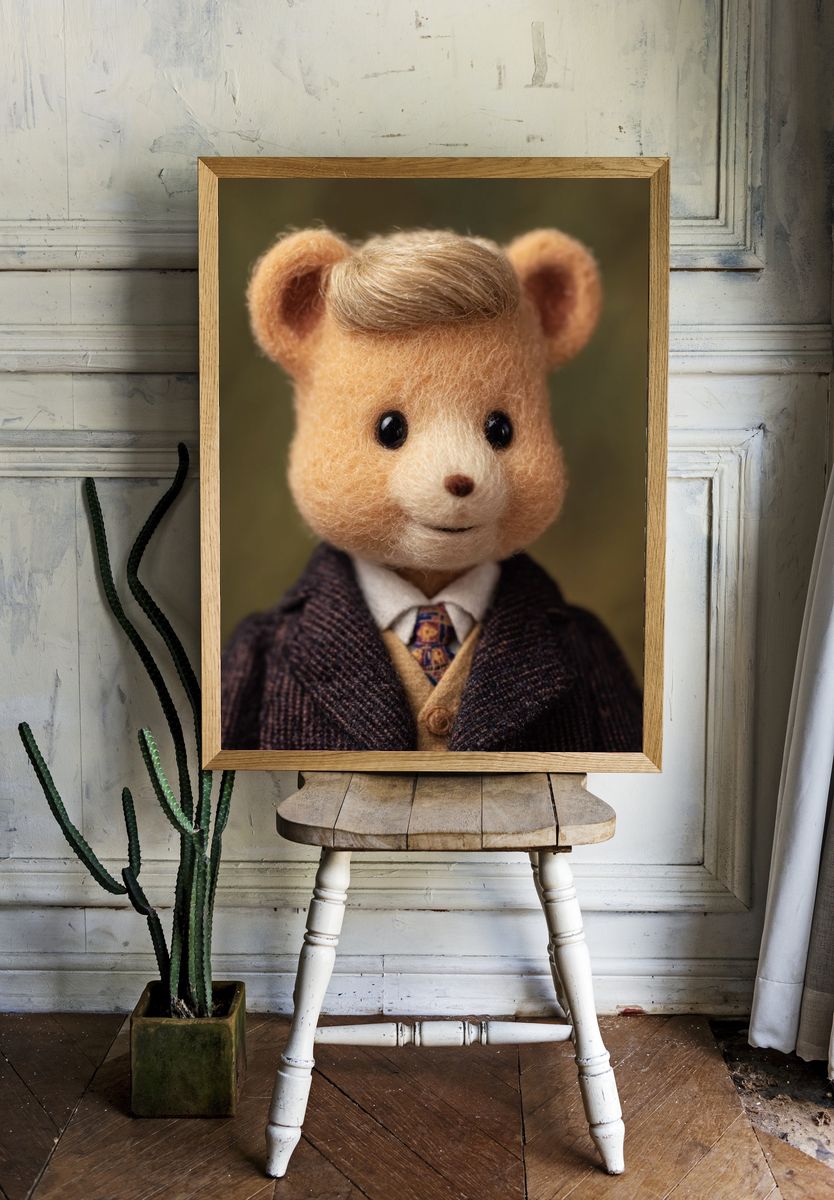 Gentleman Bear Portrait Poster. room preview