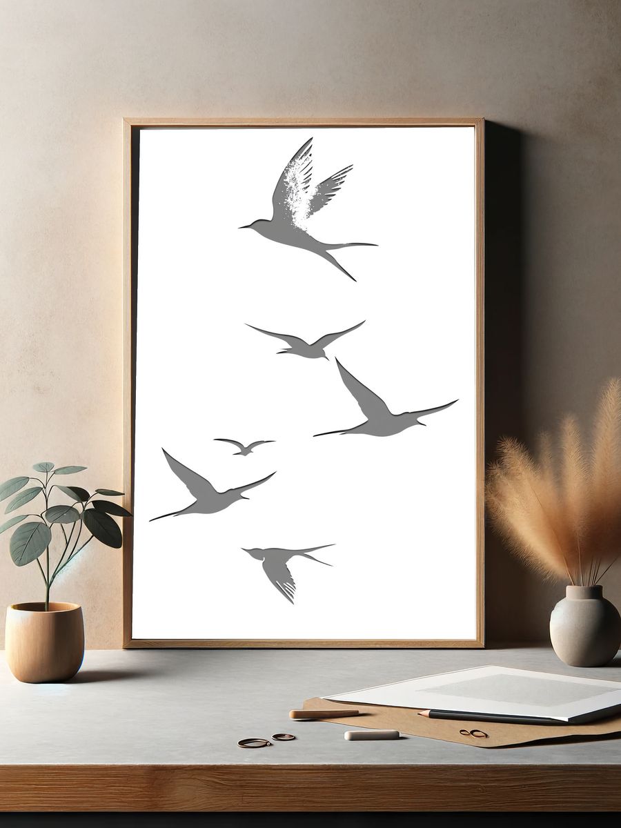 Flying Birds Minimalist Print. — room view 2