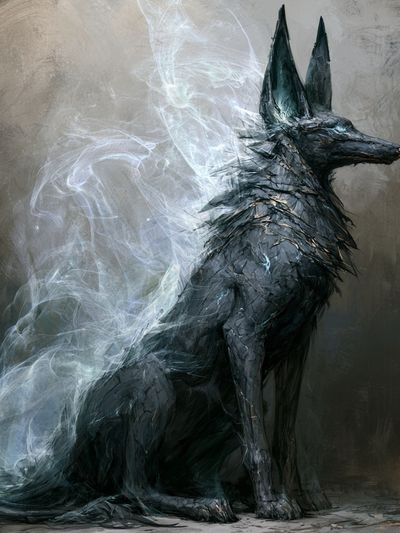 Mystic Black Wolf Digital Art Poster.