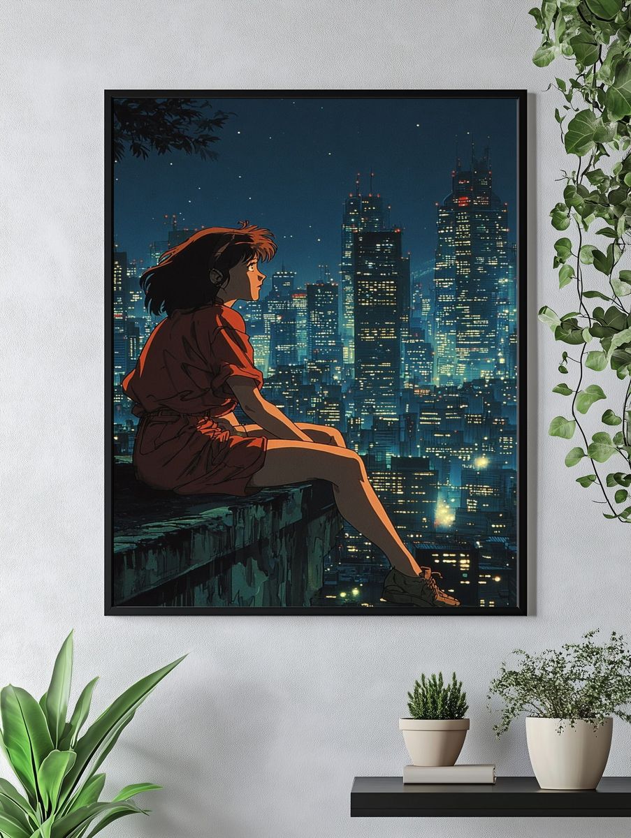 Cityscape Night — Anime Print. — room view 4