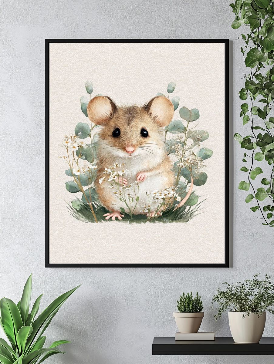 Baby Mouse Botanical Poster. — room view 4