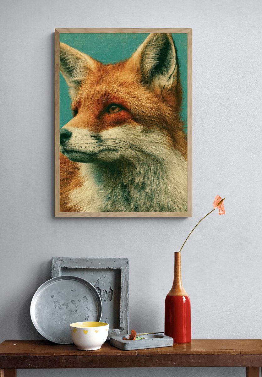 Red Fox Portrait Poster. — room view 3