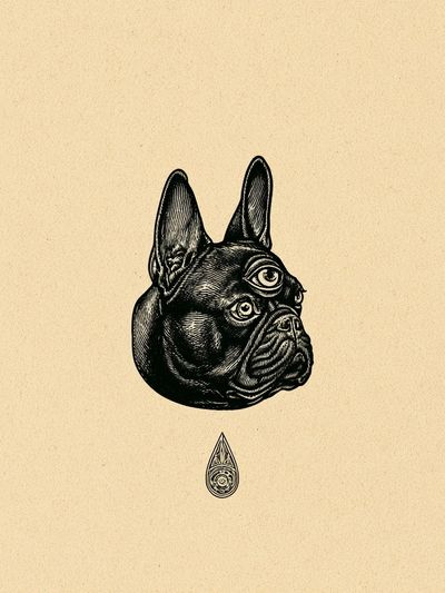 French Bulldog Surreal Ink Poster. poster