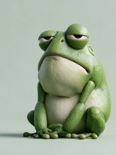 Grumpy Frog Portrait Print. poster detail
