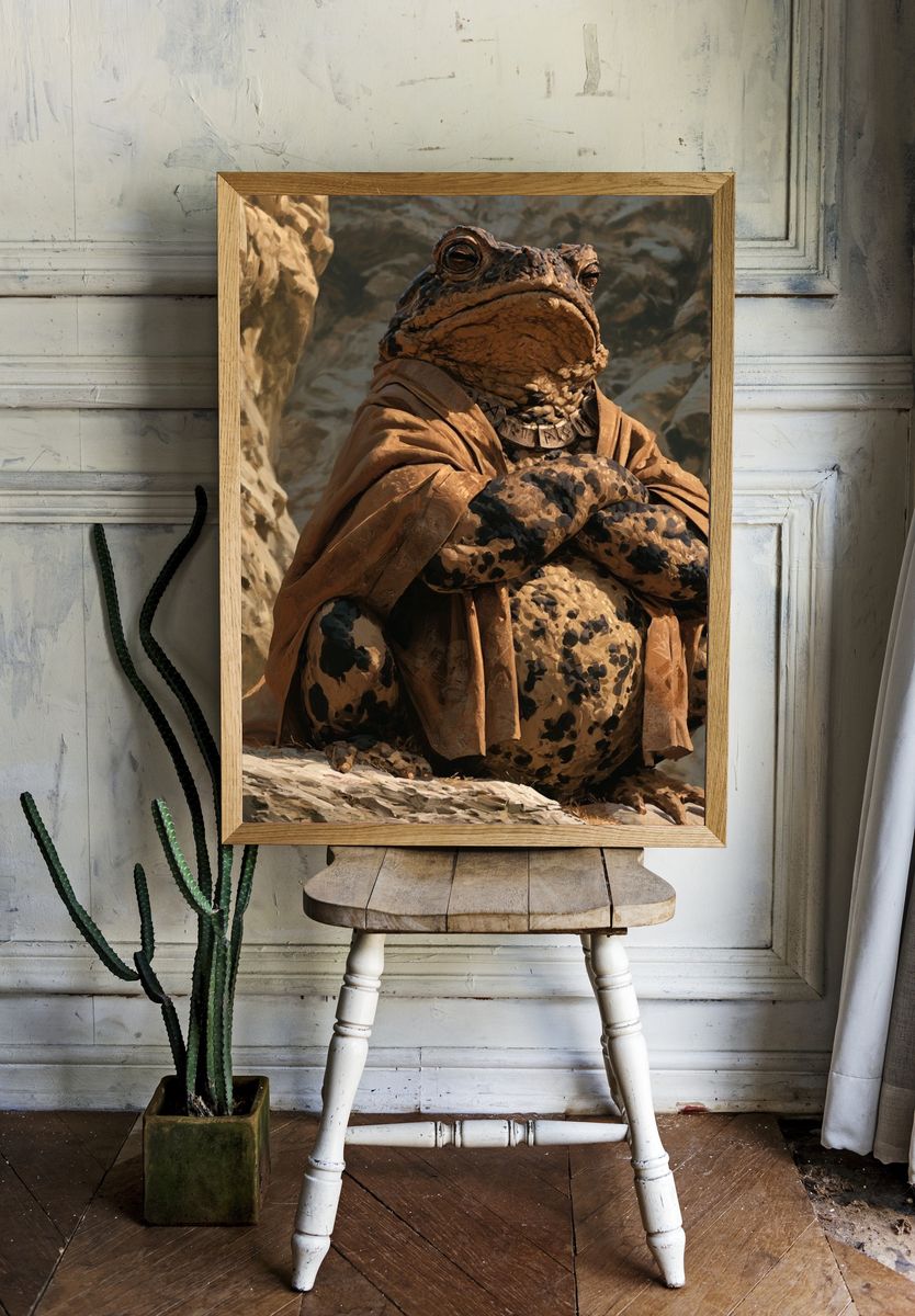Wise Toad Portrait Poster. — room view 1