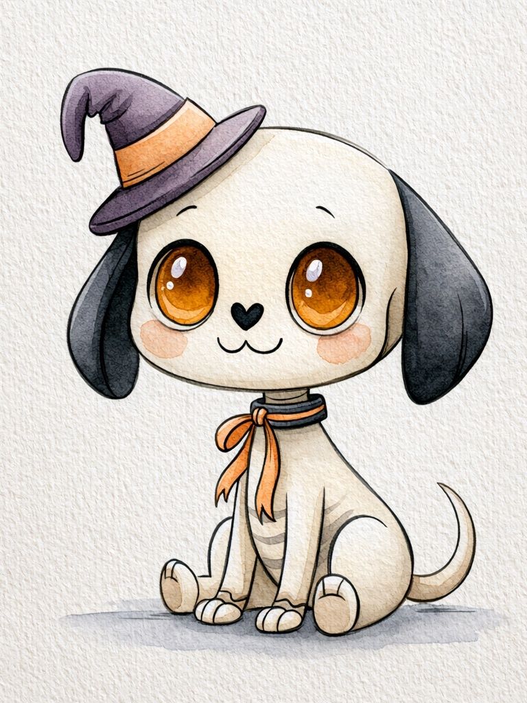 Halloween Puppy Watercolor Poster. poster — animals art