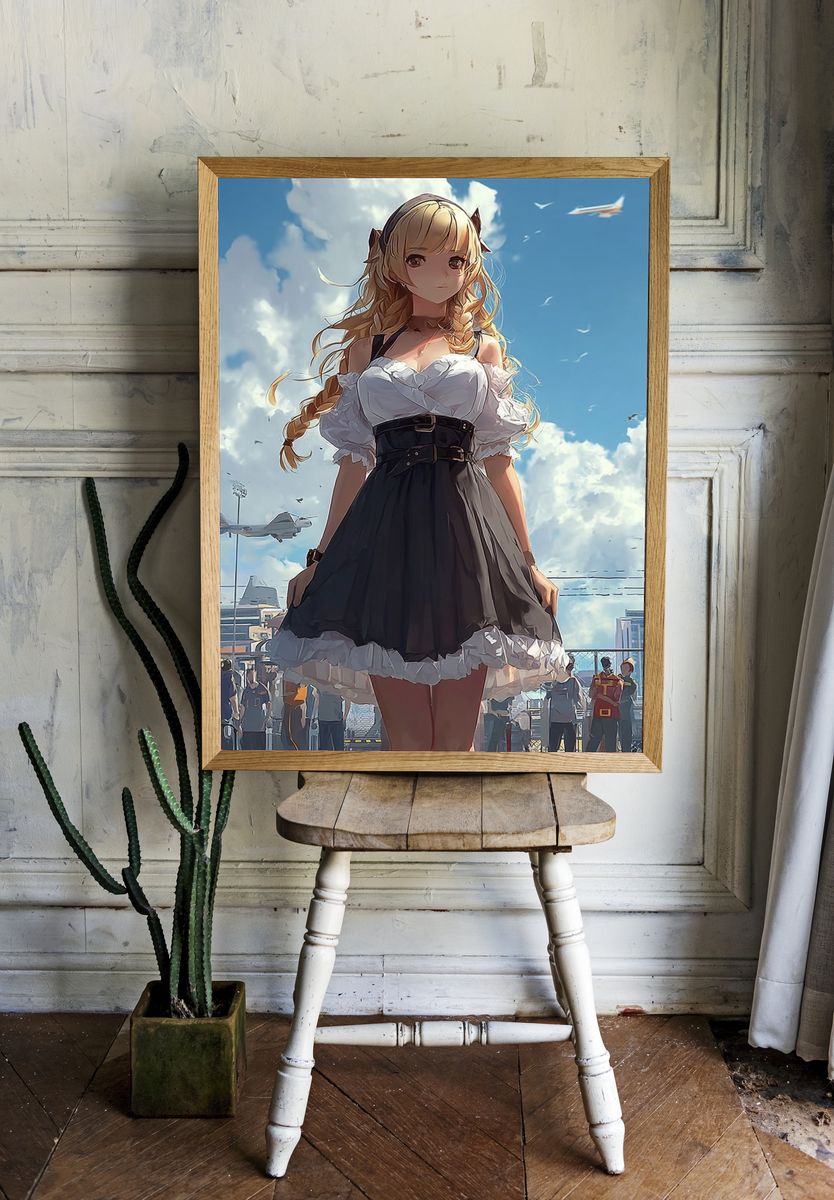 Anime Girl in Dress — Digital Art Print. — room view 1