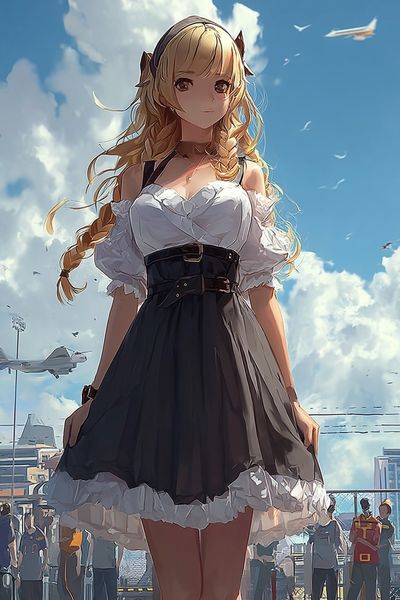 Anime Girl in Dress — Digital Art Print.