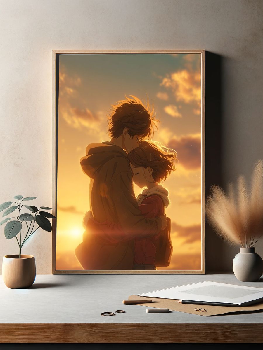 Sunset Embrace — Anime Print. — room view 2